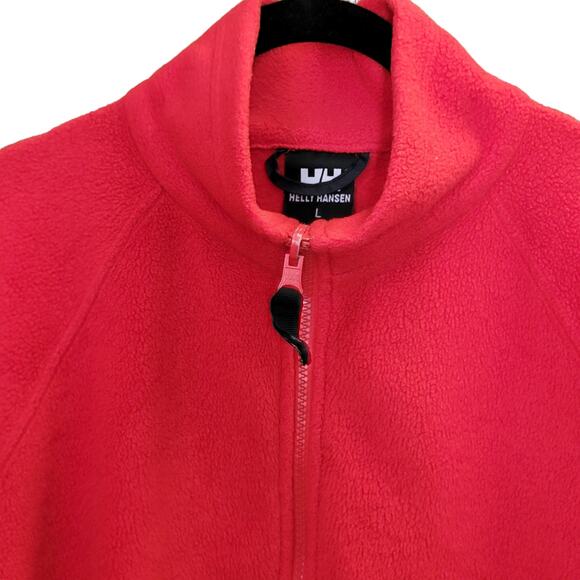 Helly Hansen Fleece Jacket Mens Sz L Red Full Zip Relaxed Fit Logo Spell Out - Picture 2 of 10